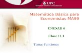 Matemática Básica para Economistas MA99 Tema: Funciones UNIDAD 6 Clase 11.1.