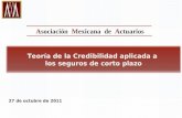 27 de octubre de 2011 Asociación Mexicana de Actuarios Teoría de la Credibilidad aplicada a los seguros de corto plazo.