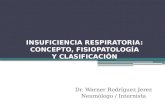 INSUFICIENCIA RESPIRATORIA: CONCEPTO, FISIOPATOLOGÍA Y CLASIFICACIÓN Dr. Warner Rodríguez Jerez Neumólogo / Internista.