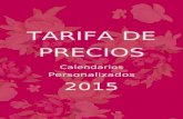 TARIFA DE PRECIOS Calendarios Personalizados 2015.