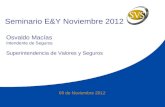 Seminario E&Y Noviembre 2012 06 de Noviembre 2012 Osvaldo Macías Intendente de Seguros Superintendencia de Valores y Seguros.