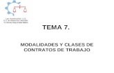 TEMA 7. MODALIDADES Y CLASES DE CONTRATOS DE TRABAJO.