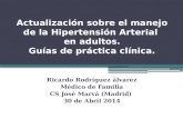 Actualización sobre el manejo de la Hipertensión Arterial en adultos. Guías de práctica clínica. Ricardo Rodríguez álvarez Médico de Familia CS José Marvá.
