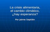 La crisis alimentaria, el cambio climático, ¿hay esperanza? Por Jaime Septién.