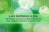 LAS NORMAS A.P.A. METODOLOGIA DE LA INVESTIGACION Msc, Rodolfo Sánchez Alvarado, Mba.
