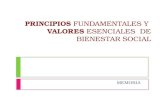PRINCIPIOS FUNDAMENTALES Y VALORES ESENCIALES DE BIENESTAR SOCIAL MEMORIA.
