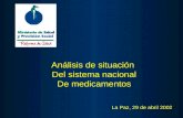 Análisis de situación Del sistema nacional De medicamentos La Paz, 29 de abril 2002.