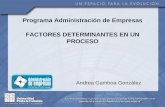 Programa Administración de Empresas FACTORES DETERMINANTES EN UN PROCESO Andrea Gamboa González.