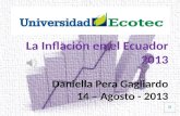 Daniella Pera Gagliardo 14 – Agosto - 2013 Enero - Mayo La recientemente difundida inflación en Ecuador, enero, febrero, marzo, abril y mayo, cifra 1,09%