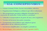12.4.- CONCEPTO VIRUS 1.- Veneno (venom).Virión :Forma extracelular, infectiva 2.- Organizaciones biológicas acelulares que sólo se relacionan 3.- Microorganismos.