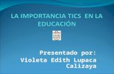 Presentado por: Violeta Edith Lupaca Calizaya. ¿Qué son las TICS? Las TIC son herramientas, soportes y canales que procesan, almacenan, sintetizan, recuperan.