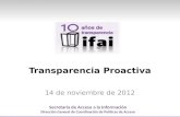 Secretaría de Acceso a la Información Dirección General de Coordinación de Políticas de Acceso Transparencia Proactiva 14 de noviembre de 2012.