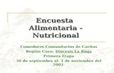 Comedores Comunitarios de Caritas Región Cuyo: Diócesis La Rioja Primera Etapa 30 de septiembre al 1 de noviembre del 2002. Encuesta Alimentaria - Nutricional.