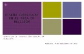 + SERVICIO DE INSPECCIÓN EDUCATIVA ALBACETE Albacete, 4 de septiembre de 2015 DISEÑO CURRICULAR EN EL ÁREA DE RELIGIÓN.