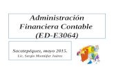 Administración Financiera Contable (ED-E3064) Sacatepéquez, mayo 2015. Lic. Sergio Montúfar Juárez.