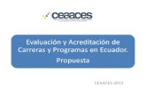 Evaluación y Acreditación de Carreras y Programas en Ecuador. Propuesta CEAACES 2013.