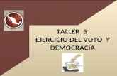 TALLER 5 EJERCICIO DEL VOTO Y DEMOCRACIA Objetivo Tomar conciencia que la participación del voto ciudadano ha de ser CONCIENTE, LIBRE y SECRETO como.