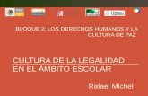 BLOQUE 2: LOS DERECHOS HUMANOS Y LA CULTURA DE PAZ CULTURA DE LA LEGALIDAD EN EL ÁMBITO ESCOLAR Rafael Michel.