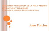 ANATOMÍA Y FISIOLOGÍA DE LA PIEL Y ANEXOS ESTRUCTURA Y FUNCIONES ( TEGUMENTO ) NOMBRE TÉCNICO O CIENTÍFICO Jose Turcios.