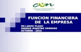 FUNCION FINANCIERA DE LA EMPRESA EN LARGO PLAZO ANDRES MAESTRE VANEGAS OCTUBRE - 2015.