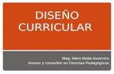 DISEÑO CURRICULAR Mag. Hans Mejía Guerrero Asesor y consultor en Ciencias Pedagógicas.