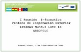 I Reunión  Informativa Ventana de Cooperación Exterior  Erasmus Mundus Lote 18 ARBOPEUE