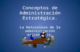 Conceptos de Administración Estratégica. La Naturaleza de la administración estratégica.