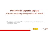Preservación Digital en España: Situación actual y perspectivas de futuro