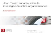 Jean  Tirole :  Impacto sobre  la  investigación sobre organizaciones