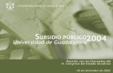 Principales Indicadores de la  Universidad de Guadalajara