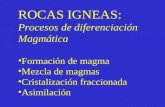ROCAS IGNEAS:  Procesos de diferenciación  Magmática Formación de magma Mezcla de magmas