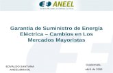Garantía de Suministro de Energía Eléctrica – Cambios en Los Mercados Mayoristas
