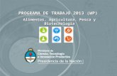 PROGRAMA DE TRABAJO 2013 (WP)  Alimentos, Agricultura, Pesca y Biotecnología