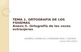TEMA 1.  ORTOGRAFÍA DE LOS FONEMAS Anexo II. Ortografía de las voces extranjeras
