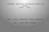 I INFORME SEMESTRAL PERSONERIA MUNICIPAL GALAN 2012 – 2015 DRA. GLORIA ESPERANZA URREA GUALDRON