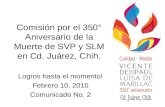 Comisión por el 350° Aniversario de la Muerte de SVP y SLM en Cd. Juárez, Chih.