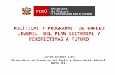 POLÍTICAS Y PROGRAMAS  DE EMPLEO JUVENIL- DEL PLAN SECTORIAL Y PERSPECTIVAS A FUTURO
