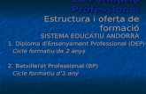 La Formació Professional Estructura i oferta de formació SISTEMA EDUCATIU ANDORRÀ