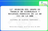 12ª REUNION DEL GRUPO DE TRABAJO DE HIDROLOGIA Y RECURSOS HIDRICOS DE LA AR III DE LA OMM