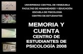 MEMORIA Y CUENTA CENTRO DE ESTUDIANTES DE PSICOLOGÍA 2008