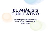 EL ANÁLISIS CUALITATIVO Investigación Educativa Prof. Lilia Calderón A. Abril 2011