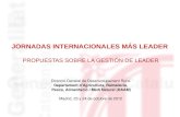 JORNADAS INTERNACIONALES MÁS LEADER PROPUESTAS SOBRE LA GESTIÓN DE LEADER