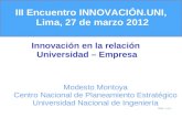 III Encuentro INNOVACIÓN.UNI,  Lima, 27 de marzo 2012