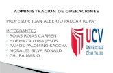 ADMINISTRACIÓN DE OPERACIONES PROFESOR: JUAN ALBERTO PAUCAR RUPAY INTEGRANTES ROJAS ROJAS CARMEN