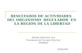 RESULTADOS DE ACTIVIDADES  DEL ORGANISMO  REGULADOR  EN  LA REGIÓN DE LA LIBERTAD