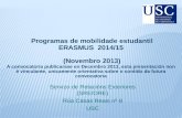 Programas de  mobilidade estudantil ERASMUS   2014/15 ( Novembro  2013)