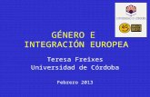 GÉNERO E  INTEGRACIÓN EUROPEA