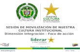 SESIÓN DE MOVILIZACIÓN DE NUESTRA CULTURA INSTITUCIONAL Dimensión Integración – Foco de acción
