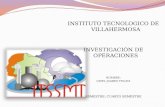 INSTITUTO  TECNOLOGICO DE VILLAHERMOSA INVESTIGACIÓN DE OPERACIONES NOMBRE: UZIEL JUAREZ TELLEZ