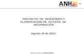 PROYECTO  DE  INVENTARIO Y CLASIFICACIÓN DE  ACTIVOS  DE  INFORMACIÓN Agosto 30  de 2013